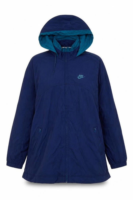 Nike Women's Blue Anorak Jacket L Hooded Sports