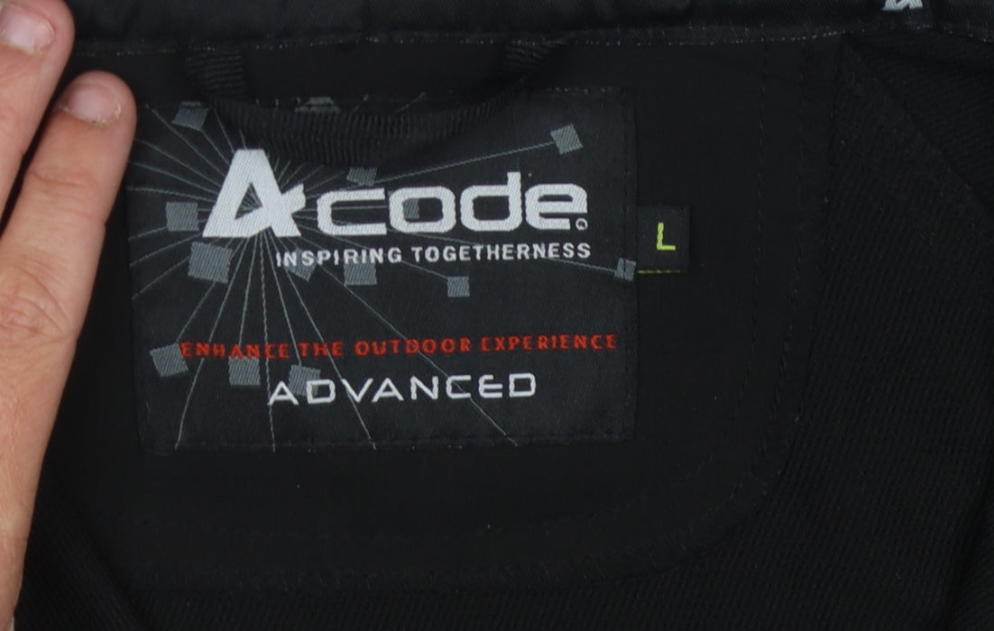 Acode Men's Black Basic Jacket L Hooded Zipped Pockets