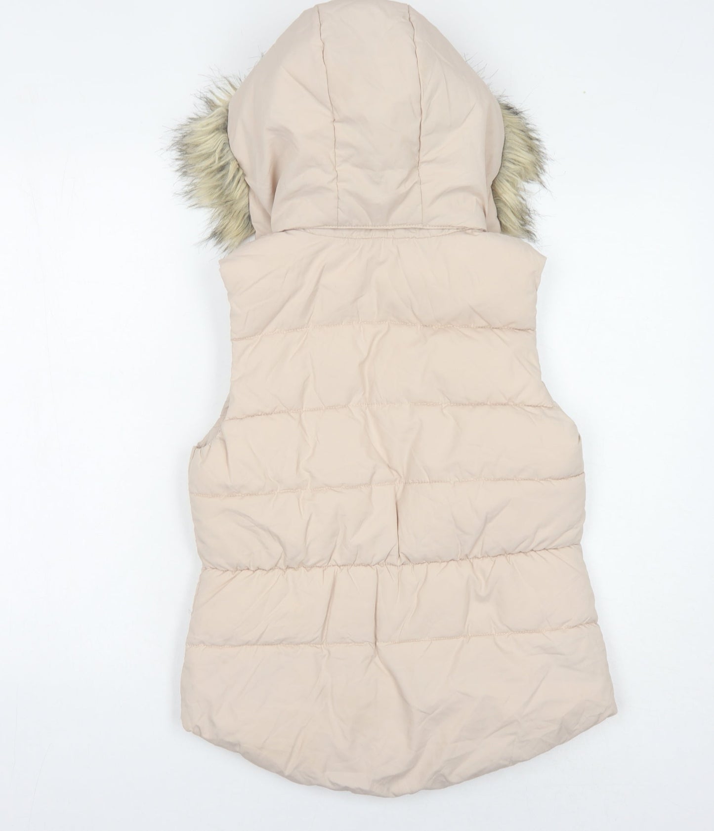 L.O.G.G. Girls Beige Puffer Jacket with Fur Hood, Size 11 Years