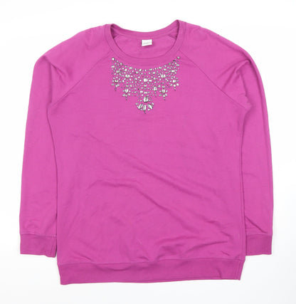 Cotton Traders Women's Pink Jewel Sweatshirt Size 16