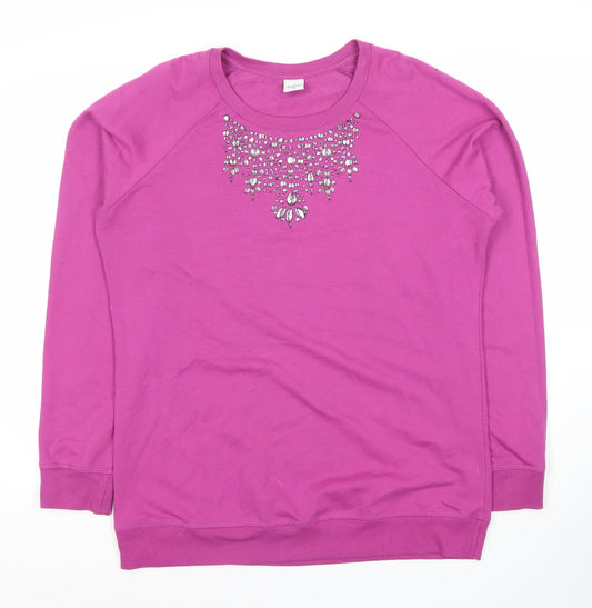 Cotton Traders Women's Pink Jewel Sweatshirt Size 16
