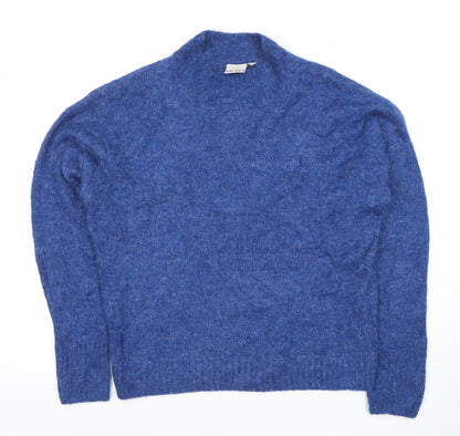 ICHI Women's Blue Mock Neck Pullover Jumper Size M