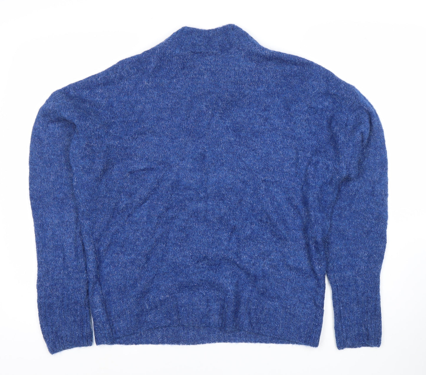 ICHI Women's Blue Mock Neck Pullover Jumper Size M