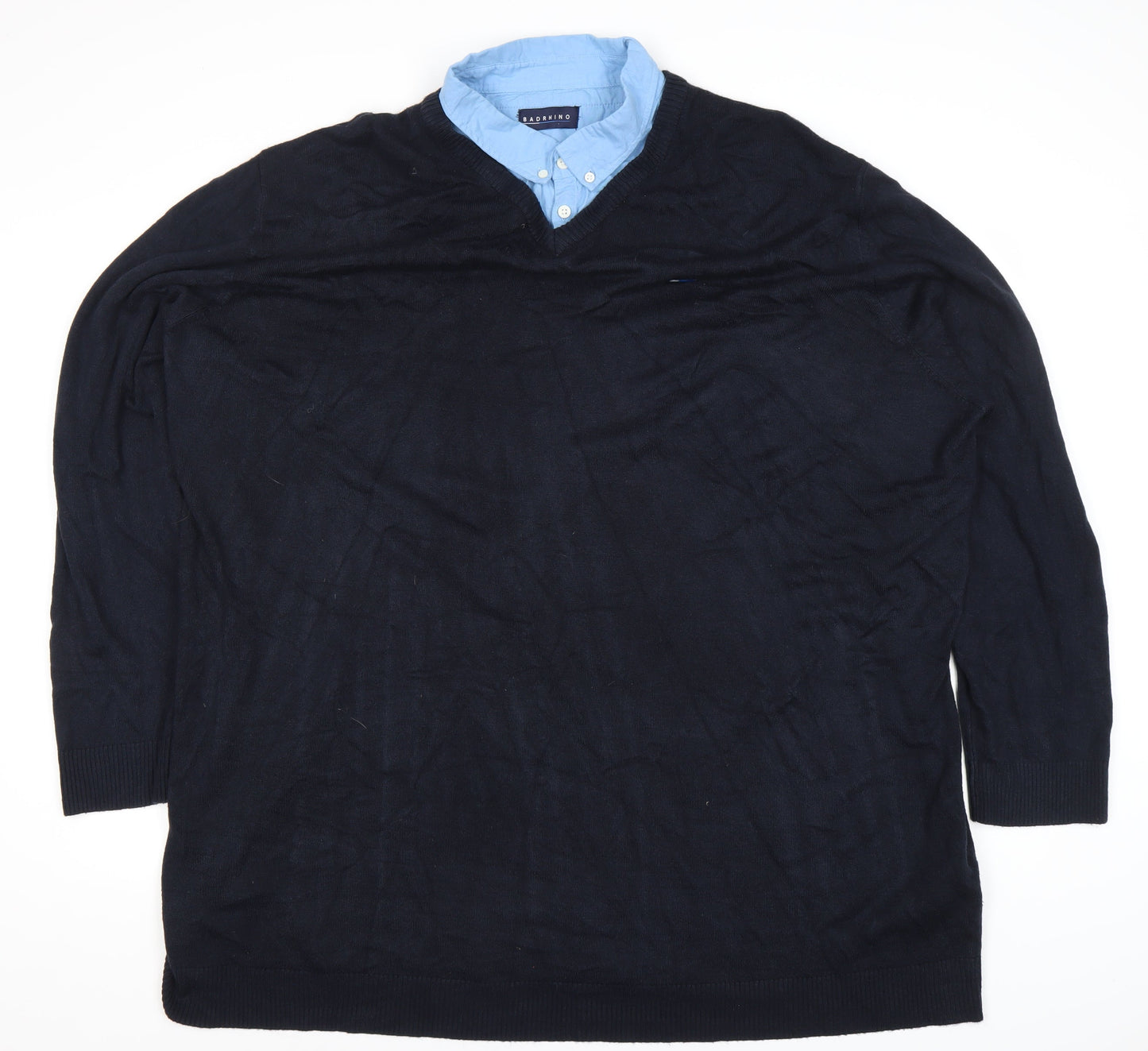 BadRhino Men's Blue Long Sleeve Polo 5XL