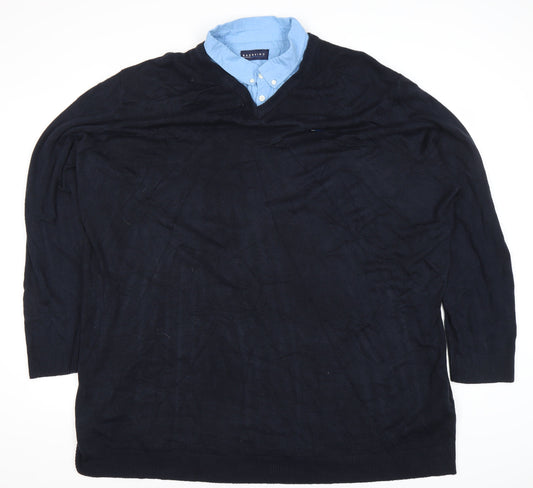 BadRhino Men's Blue Long Sleeve Polo 5XL