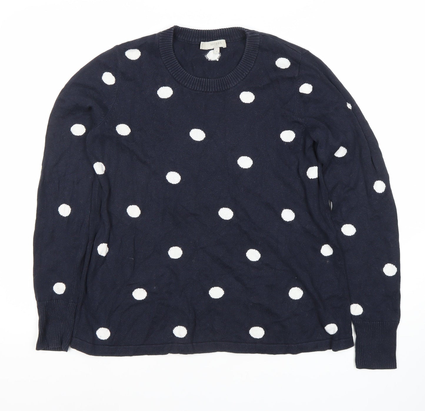 Hobbs Women's Blue Polka Dot Pullover Jumper S
