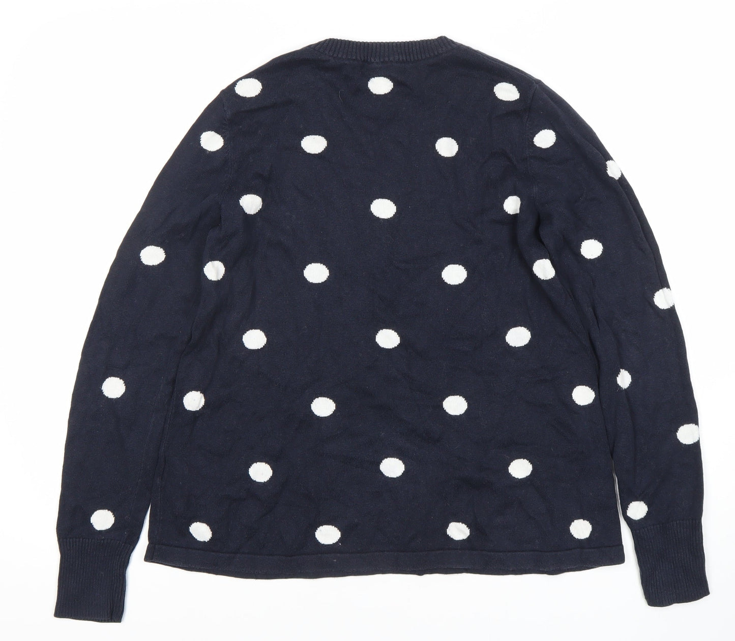 Hobbs Women's Blue Polka Dot Pullover Jumper S
