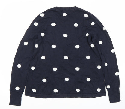 Hobbs Women's Blue Polka Dot Pullover Jumper S