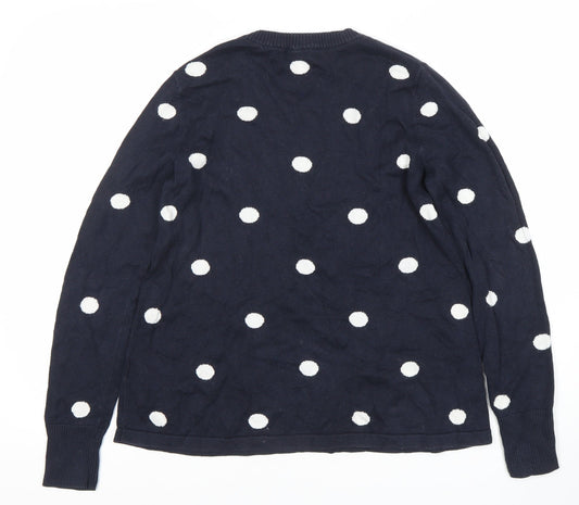 Hobbs Women's Blue Polka Dot Pullover Jumper S