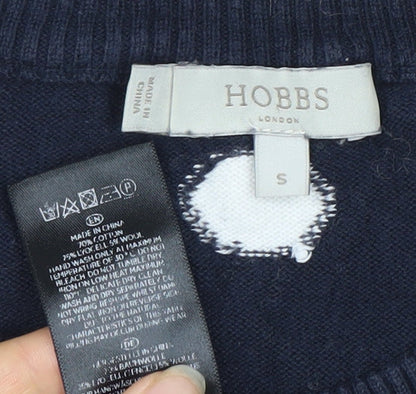 Hobbs Women's Blue Polka Dot Pullover Jumper S