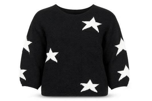 Front view of Izabel London Women's Black Star Jumper, size 14