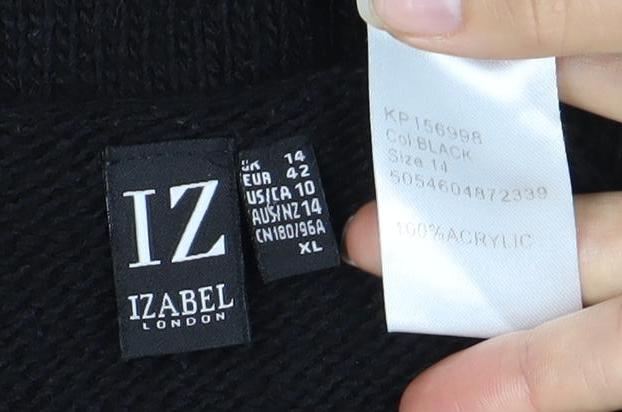 Womens UK Size 14 IZABEL LONDON Black Pullover Jumper
