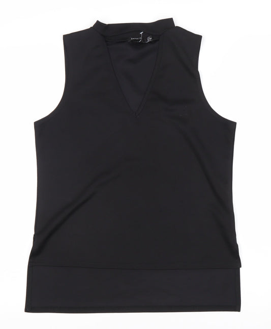 Boohoo Women's Black Sleeveless V-Neck Tank Top