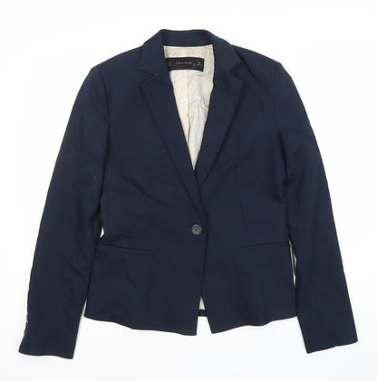 Zara Basic Women's Blue Blazer, Size 12, Regular Fit