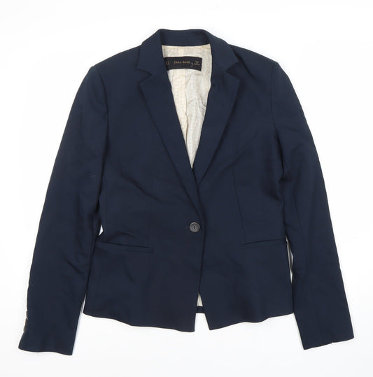 Zara Basic Women's Blue Blazer, Size 12, Regular Fit