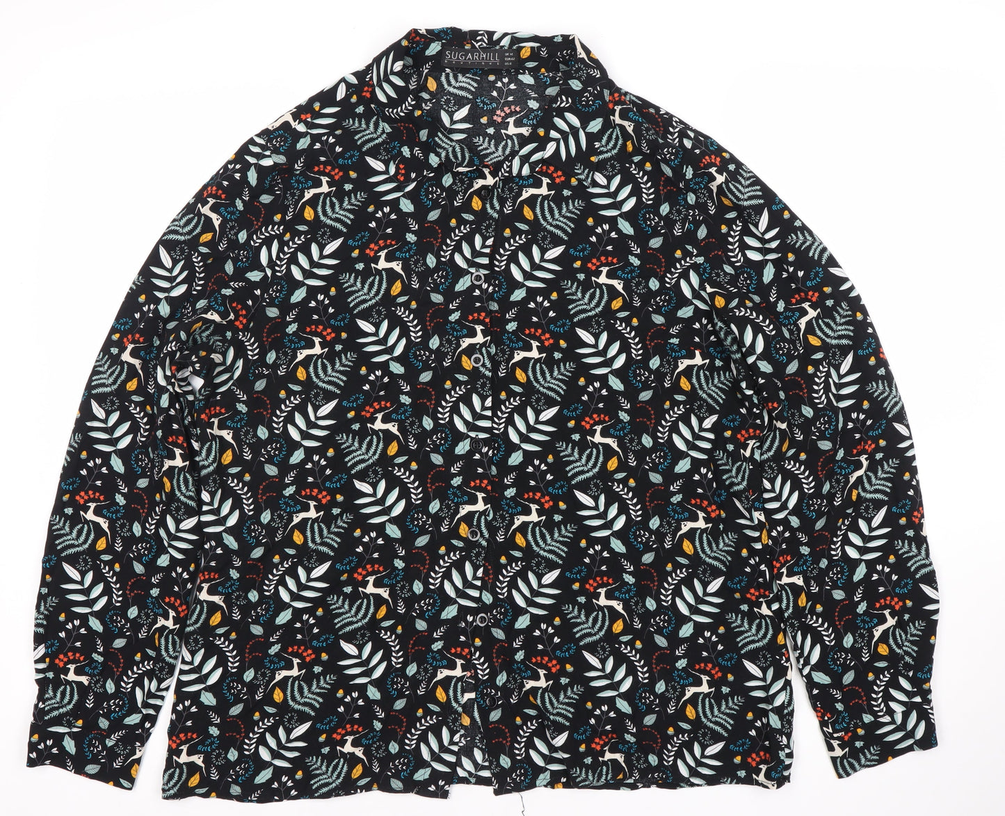 Sugarhill Women's Black Floral Button-Up Shirt