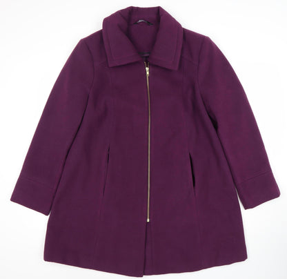Bm Women's Purple Mid-Length Coat with Zip