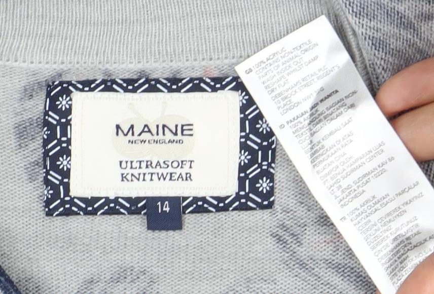Womens UK Size 14 Maine New England Grey Cardigan Jumper