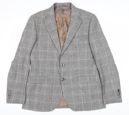 Carlo Barbera Men's Grey Check Blazer, 42 Regular Fit