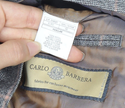 Carlo Barbera Men's Grey Check Blazer, 42 Regular Fit