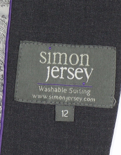Womens UK Size 12 Simon Jersey Regular Black Suit Jacket