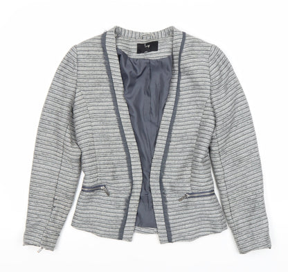 H&M Women’s Grey Blazer, Size 6, Stripe Pattern, Shawl Lapel