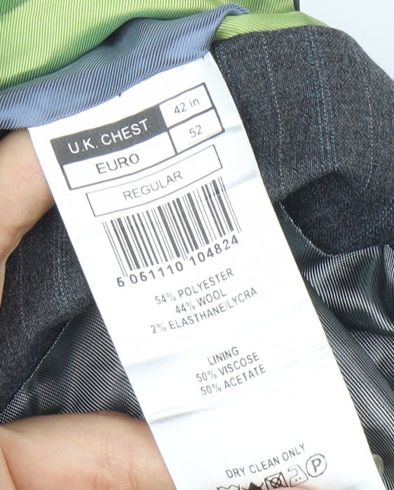 Mens UK Size 42 Limehaus Regular Grey Suit Jacket