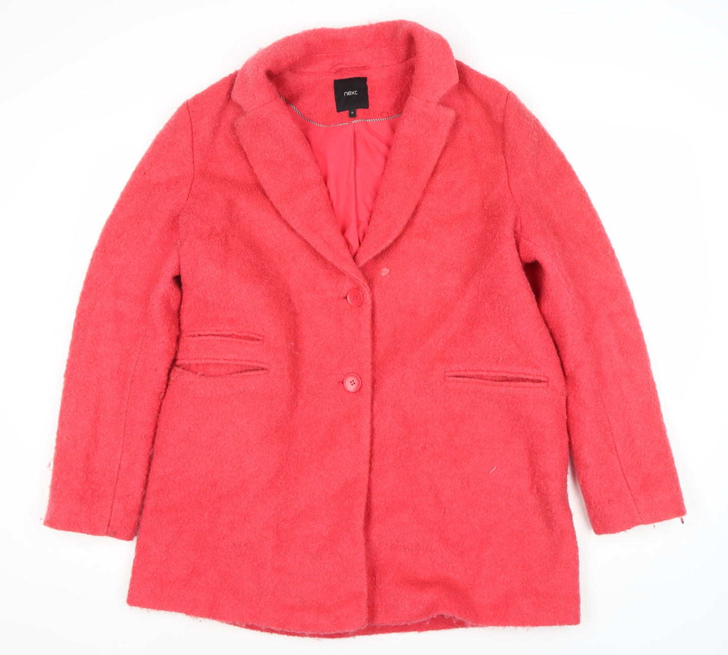 Next Women's Pink Wool Blend Coat Size 16 Button Accent