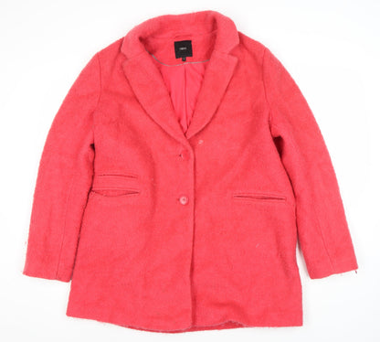 Next Women's Pink Wool Blend Coat Size 16 Button Accent