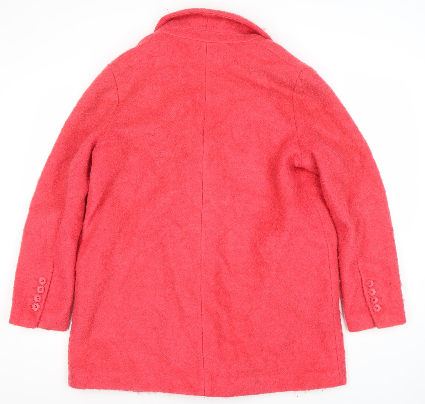 Next Women's Pink Wool Blend Coat Size 16 Button Accent