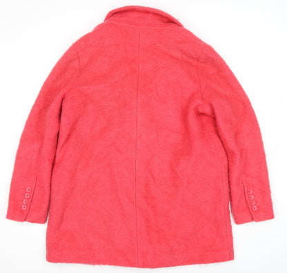 Next Women's Pink Wool Blend Coat Size 16 Button Accent