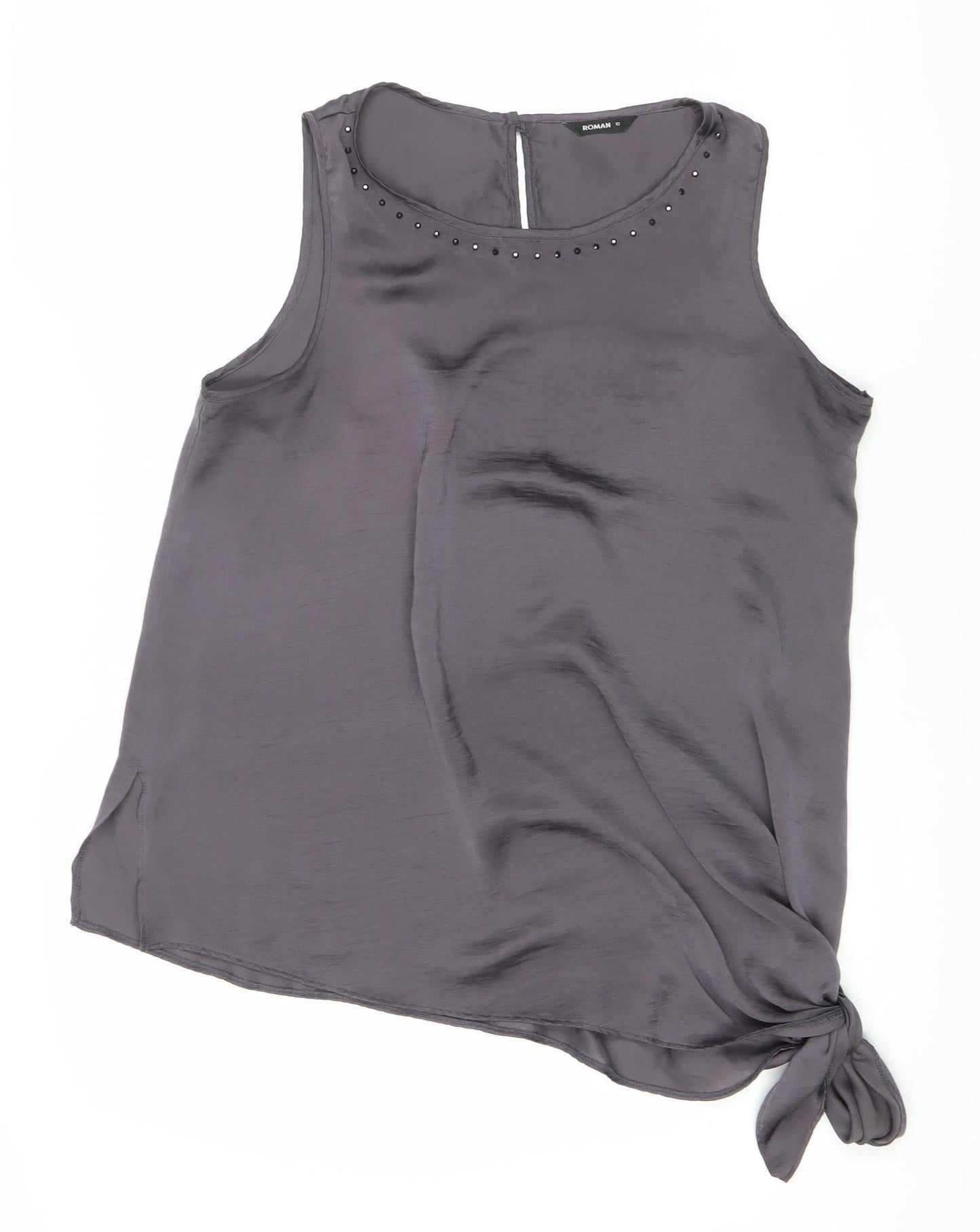 Womens UK Size 12 Roman Grey Jersey Blouse