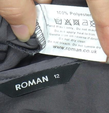 Womens UK Size 12 Roman Grey Jersey Blouse