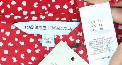 Womens UK Size 20 C&A Red  Blouse