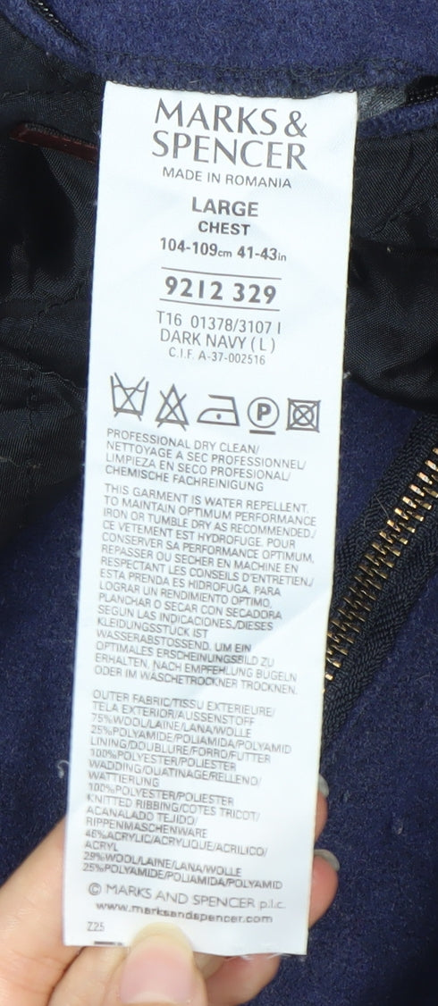 Mens UK Size L Marks and Spencer Blue Basic Jacket