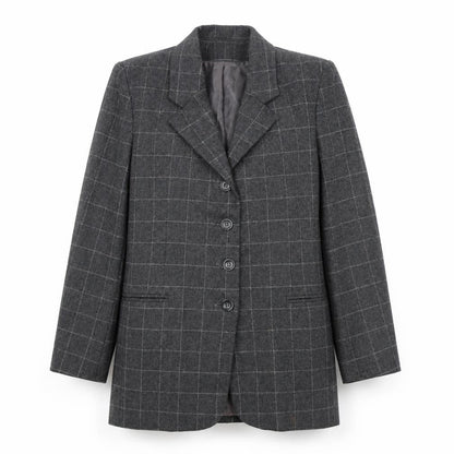 James Meade Women's Grey Check Blazer, Size 12, Formal