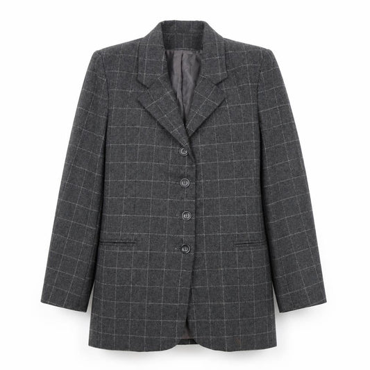 James Meade Women's Grey Check Blazer, Size 12, Formal