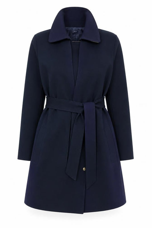 Black Stalker Women's Blue Belted Coat One Size