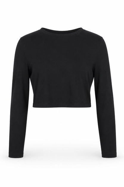 Urban Outfitters Women's Black Cropped Long Sleeve Top
