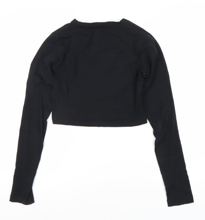 Urban Outfitters Women's Black Cropped Long Sleeve Top