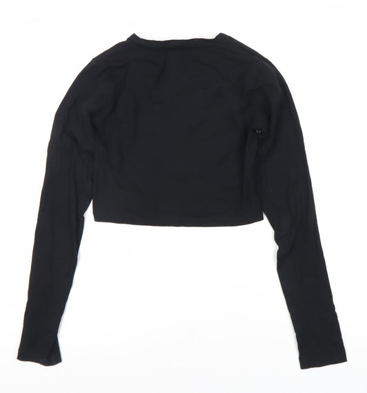 Urban Outfitters Women's Black Cropped Long Sleeve Top