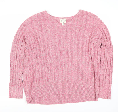 St John's Bay Women's Pink 2XL V-Neck Pullover Jumper