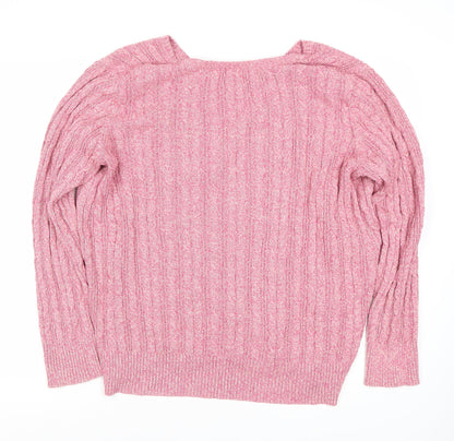 St John's Bay Women's Pink 2XL V-Neck Pullover Jumper