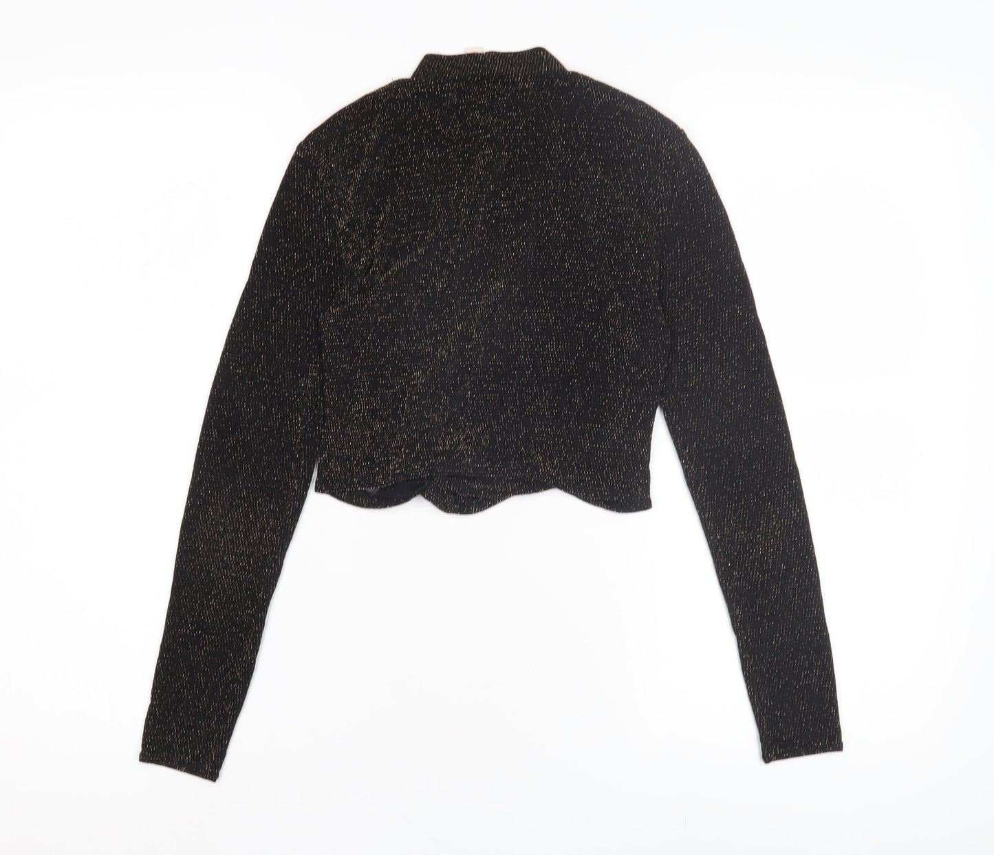 Miss Selfridge Women's Black Cropped Metallic Top Size 10