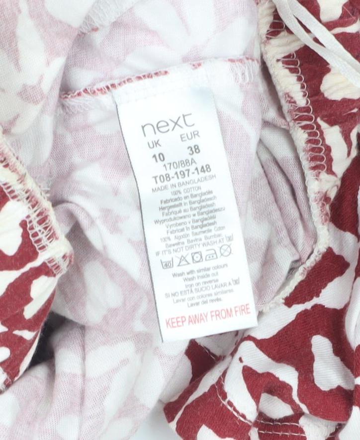 Next Women's Red Geometric Cotton Playsuit, Size 10