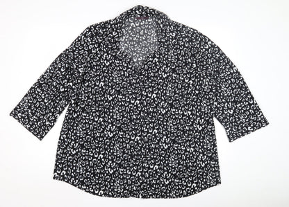E Women's Leopard Print Blouse, Size 22, V-Neck, Casual
