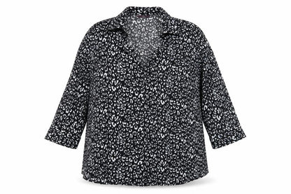 E Women's Leopard Print Blouse, Size 22, V-Neck, Casual