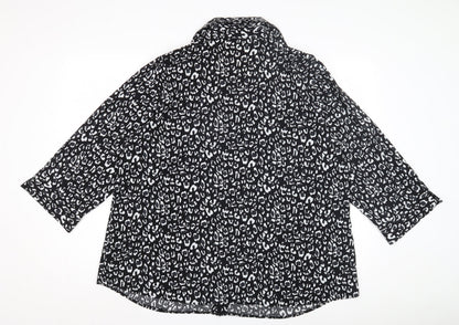 E Women's Leopard Print Blouse, Size 22, V-Neck, Casual