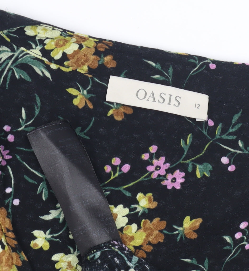 Womens UK Size 12 Oasis Black Basic Blouse