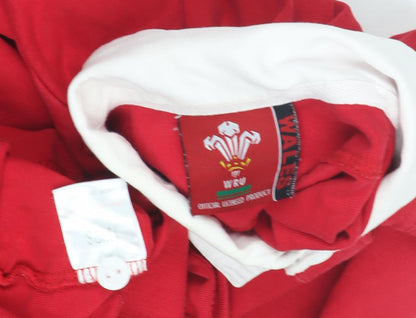 WRU Boys Red Rugby Polo Shirt - Small, Long Sleeve, Sports